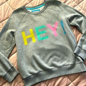 Boden (Johnnie b) Gray Sweatshirt with Colorful 'HEY!' Print